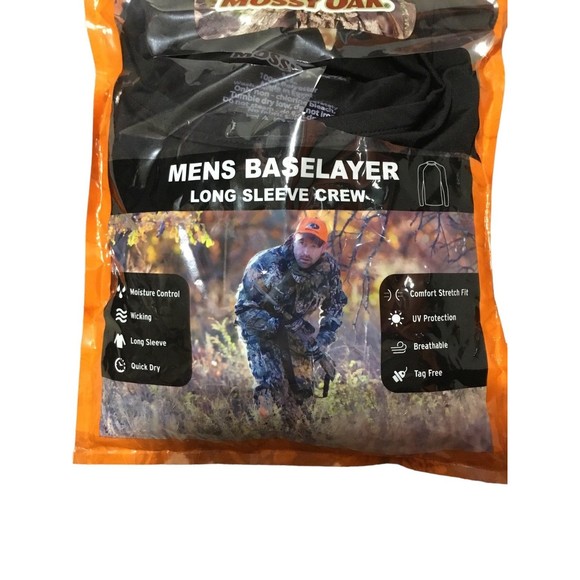 Mossy Oak  Baselayer Long Sleeve Crew Black Size XL New - Picture 3 of 6